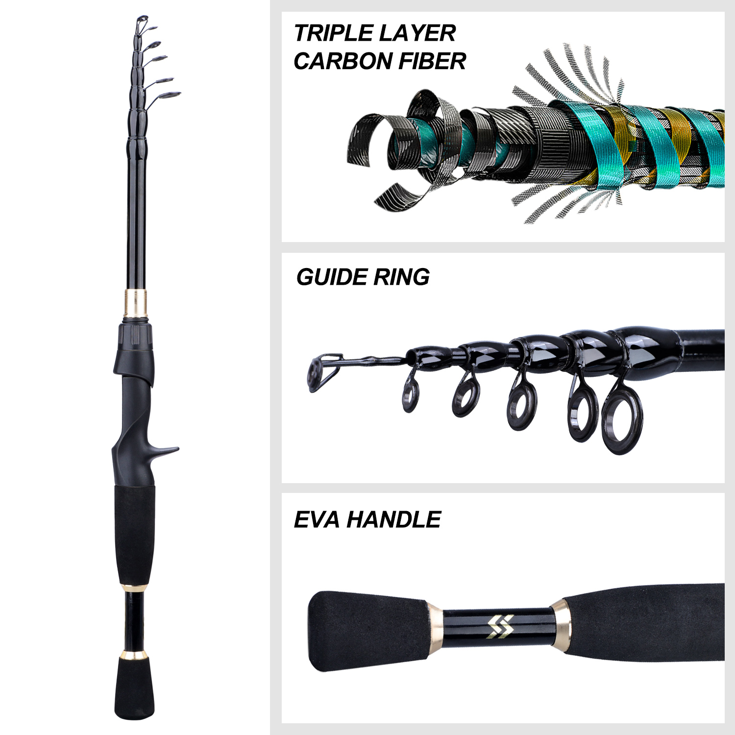 Sougayilang 1.8-2.4m fundição  - Spincast Reel avaliação e preço